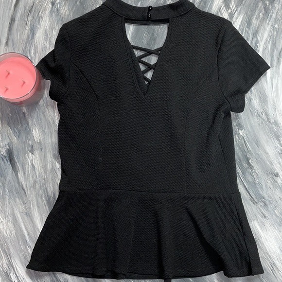 BCX XL black peplum top. Never worn. Fits like a L - Picture 5 of 6